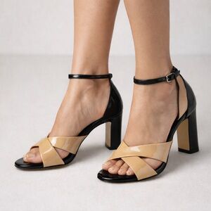 Le Château Elegant Beige and Black Women's Heels
